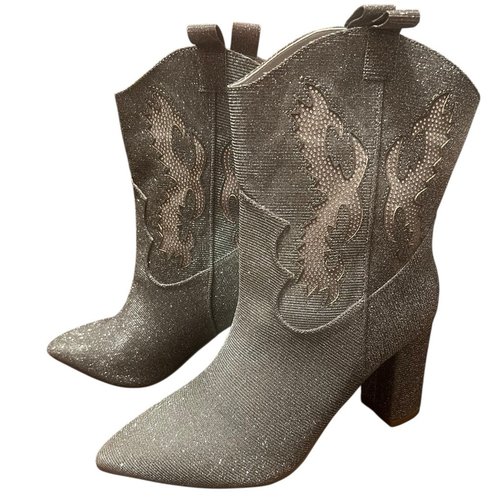 MIA Silver Rhinestone Sparkle Western Cowboy Boots Women’s 9 - Picture 1 of 11